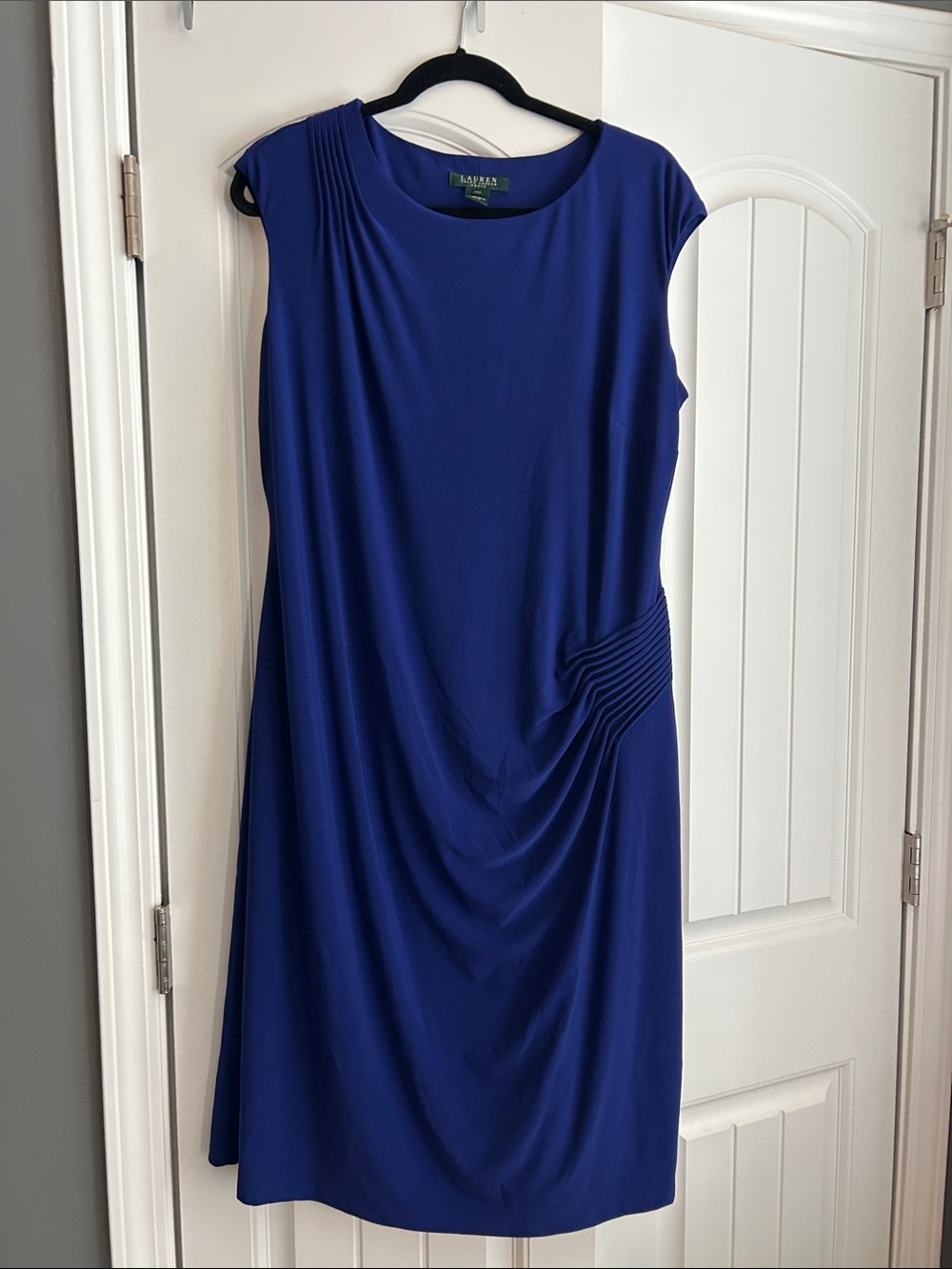 Ralph Lauren Cobalt Blue Draped Midi Dress